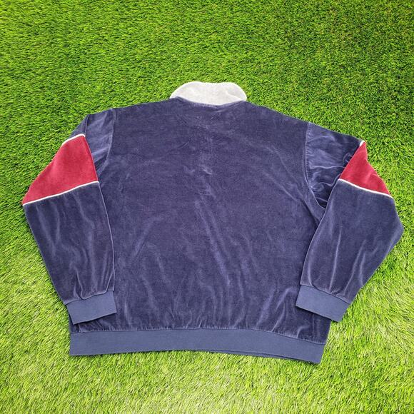 Vintage 90s Velour Collared Sweater Large 25x24 Baggy - Picture 2 of 10